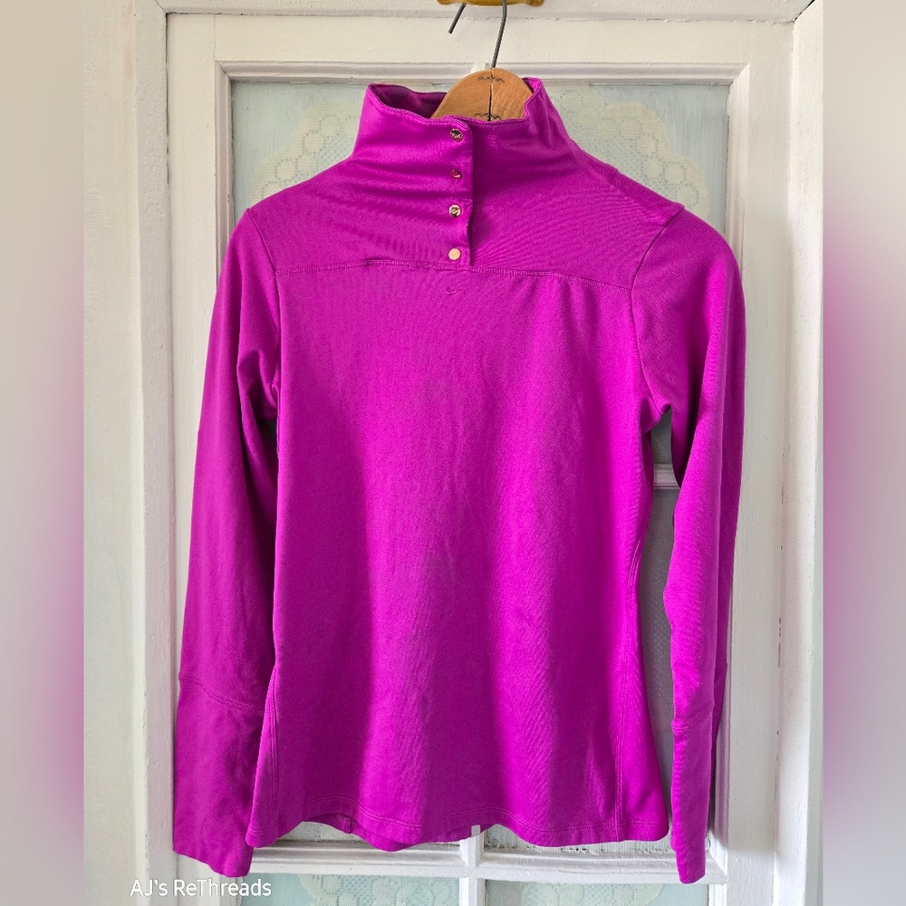 Nike Golf Magenta Dri-FIT Half Snap Mock Neck Top XS